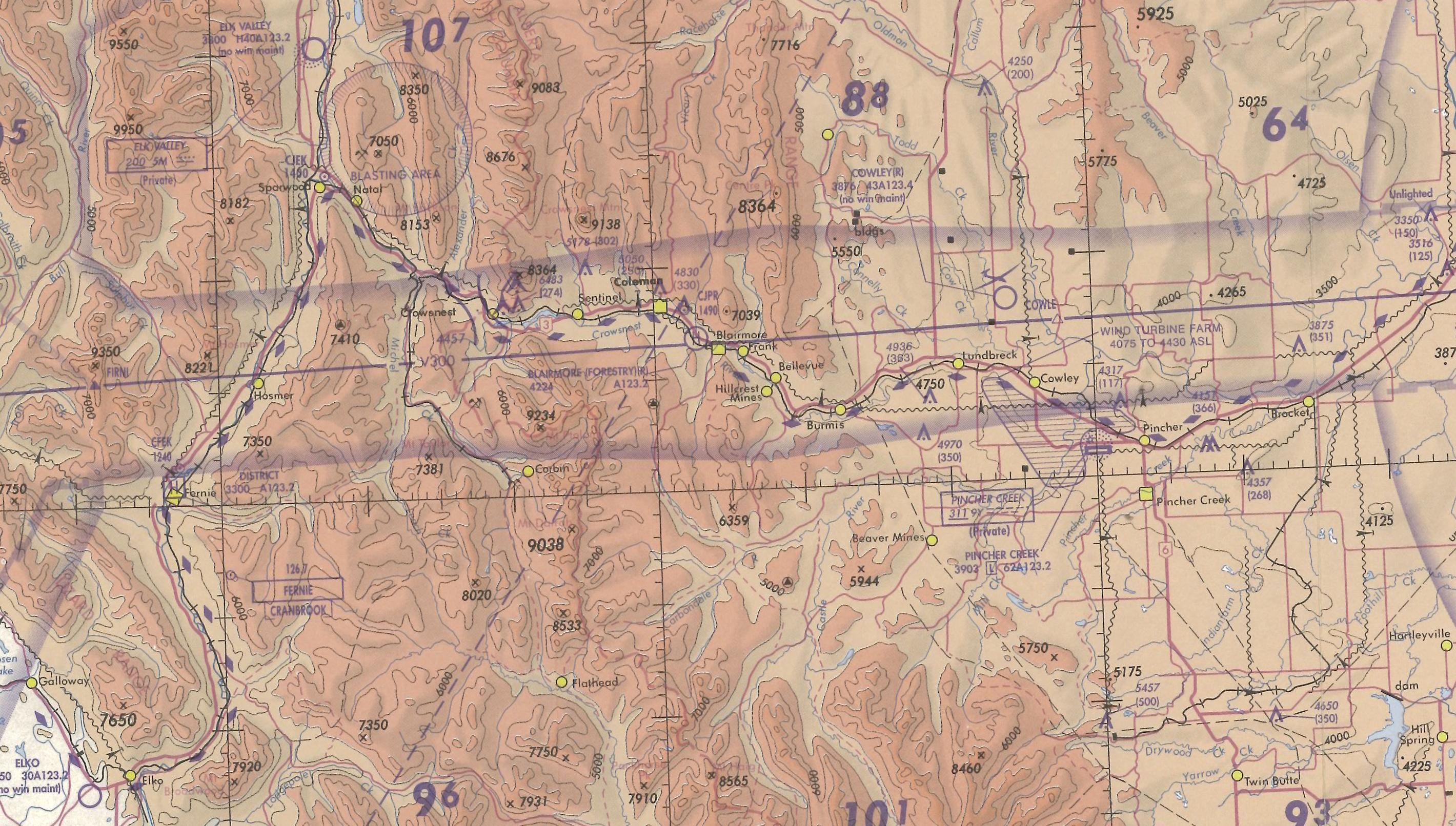 Map Room, Crowsnest Pass, Langley Flying School.